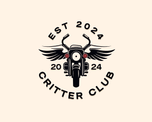 Winged Motorcycle Biker  logo design