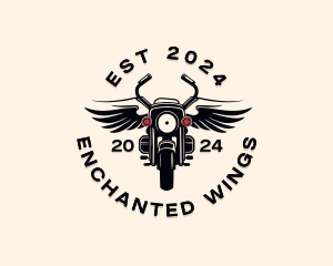 Winged Motorcycle Biker  logo design