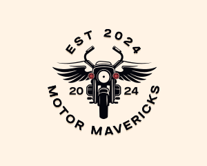 Winged Motorcycle Biker  logo design