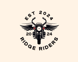 Winged Motorcycle Biker  logo design