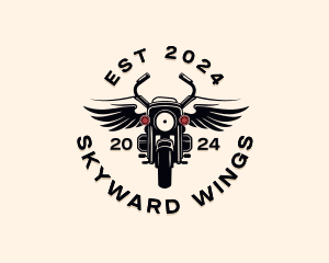 Winged Motorcycle Biker  logo design