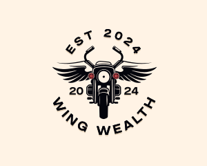 Winged Motorcycle Biker  logo design