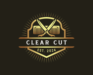 Barber Scissor Comb logo design