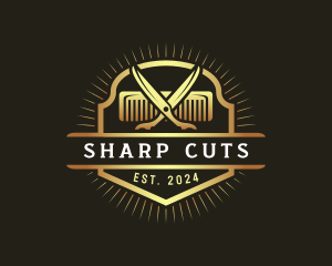 Barber Scissor Comb logo design