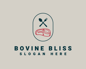 Minimalist Meat Restaurant logo design