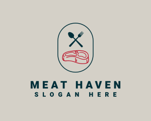 Minimalist Meat Restaurant logo design