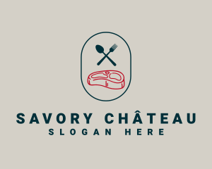 Minimalist Meat Restaurant logo design