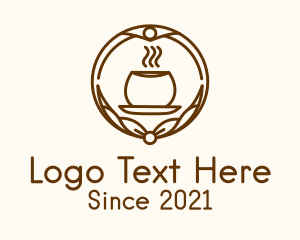 Hot Coffee Cup Ribbon Badge logo