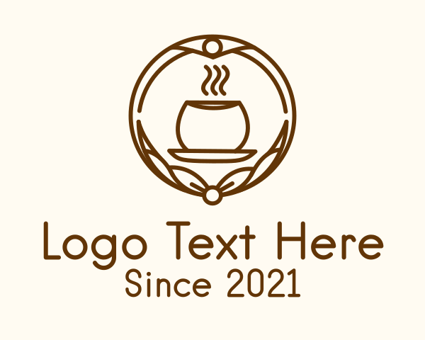 Hot Coffee Cup Ribbon Badge logo