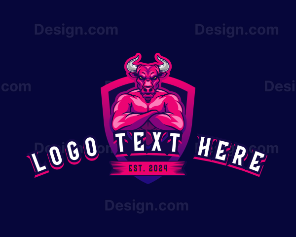 Muscular Buffalo Animal Logo