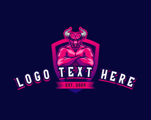 Muscular Buffalo Animal logo