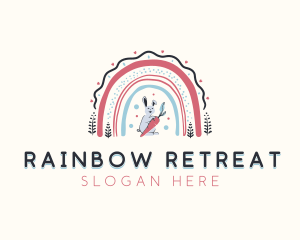 Bunny Carrot Rainbow logo design