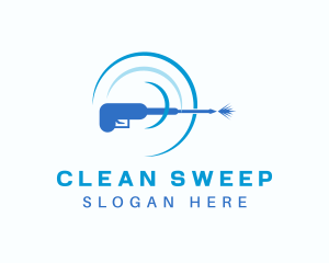 Blue Pressure Washer Cleaning logo design