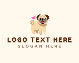 Cute Pug Heart logo