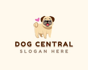 Cute Pug Pet Love logo design