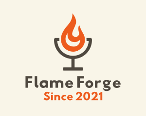 Minimalist Flaming Cocktail logo design