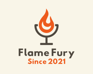 Minimalist Flaming Cocktail logo design