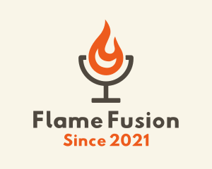 Minimalist Flaming Cocktail logo design