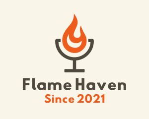 Minimalist Flaming Cocktail logo design