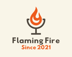 Minimalist Flaming Cocktail logo design