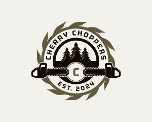 Chainsaw Tree Lumberjack logo design