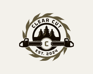 Chainsaw Tree Lumberjack logo design