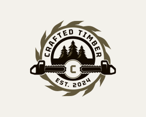 Chainsaw Tree Lumberjack logo design