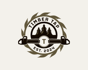 Chainsaw Tree Lumberjack logo design