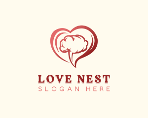 Brain Love Heart logo design