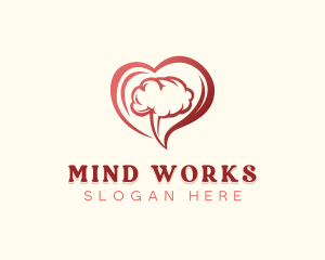 Brain Love Heart logo design