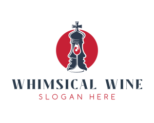 King Chess Board Game Wine logo design