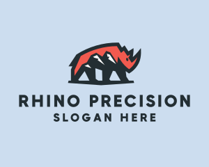 Wild Rhinoceros Mountain logo design