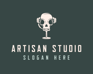 Skull Podcast Mic logo design