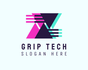 Triangle Glitch Tech logo design