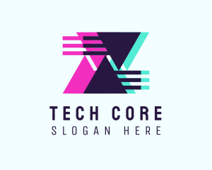 Triangle Glitch Tech logo design