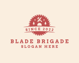 Saw Blade Woodwork Tree logo design