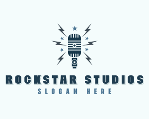 Rockstar Microphone Music logo design