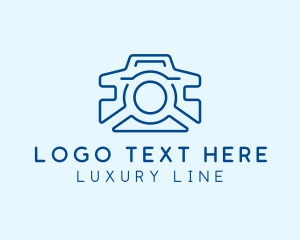 Blue Camera Line Art logo design