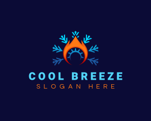 Cooling Fire HVAC logo design