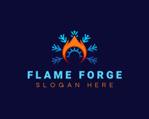 Cooling Fire HVAC logo design