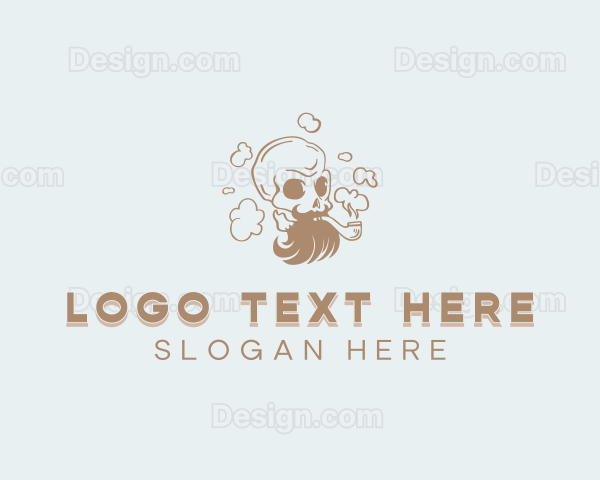 Bearded Smoking Skull Logo