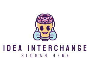 Retro Brain Bulb logo design