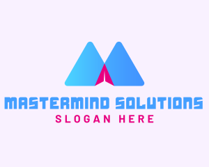 Mountain Paper Plane Letter M logo design