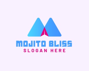 Mountain Paper Plane Letter M logo design