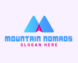 Mountain Paper Plane Letter M logo design