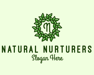 Leaf Wreath Organic Farm logo design