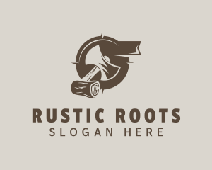 Wood Axe Carpenter logo design