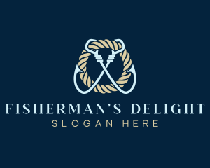 Marine Fisherman Hook logo design