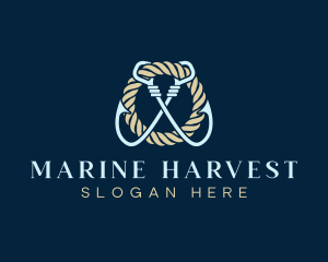 Marine Fisherman Hook logo design