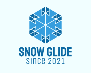 Geometric Blue Snowflake logo design